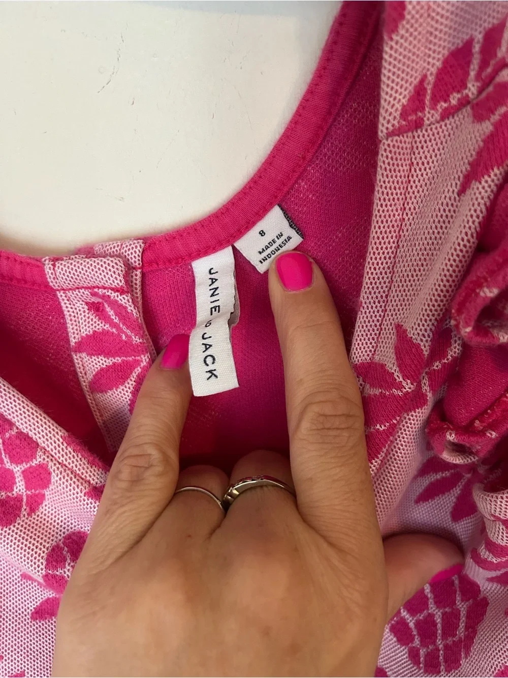 Janie and Jack Pineapple Pink Jacquard dress Size 8